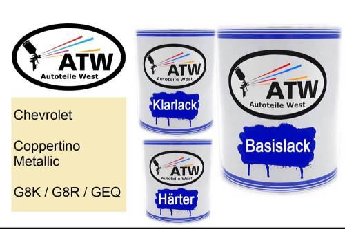 Chevrolet, Coppertino Metallic, G8K / G8R / GEQ: 1L Lackdose + 1L Klarlack + 500ml Härter - Set, von ATW Autoteile West.